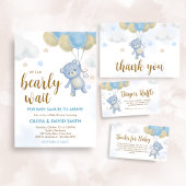 Boy Beer Bearly Wait Baby shower Kaart