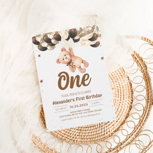 Boy Beer Beer met Ballonnen Teddy Bear Verjaardag Kaart