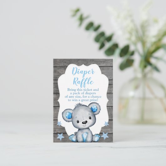 Boy Beer Diaper Raffle Ticket Teddy Shower Informatiekaartje (Staand voorkant)