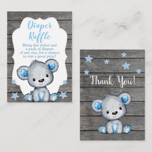 Boy Beer Diaper Raffle Ticket Teddy Shower Informatiekaartje (Voorkant / Achterkant)