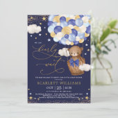 Boy Beer heteluchtballon Navy Gold Sky Baby shower Kaart (Staand voorkant)