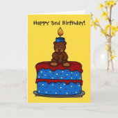 Boy beer op de 3e verjaardagstaart kaart (Gele Bloem)