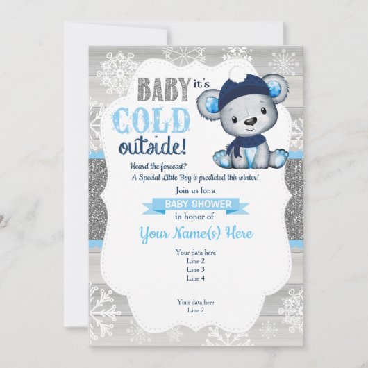 Boy Beer Winteruitnodiging voor Boy Baby shower Kaart (Voorkant)