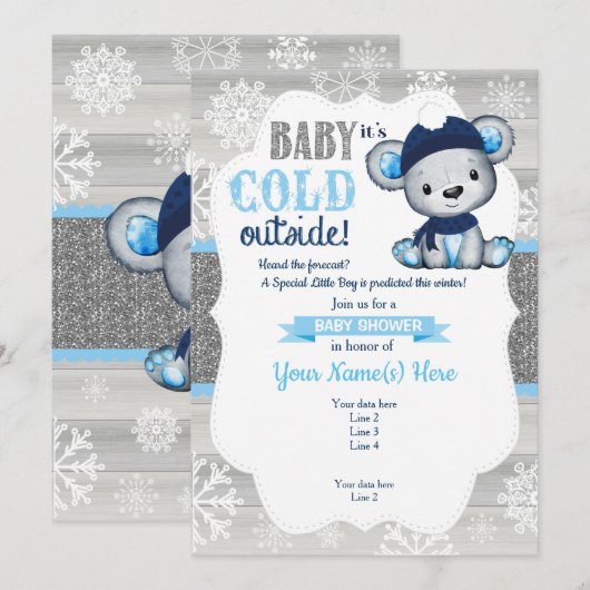 Boy Beer Winteruitnodiging voor Boy Baby shower Kaart (Voorkant / Achterkant)