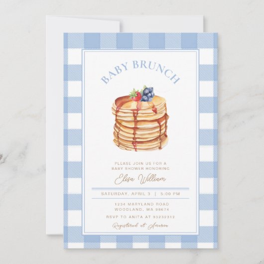 Boy Berries Pannenkoek Baby shower Brunch Kaart (Voorkant)