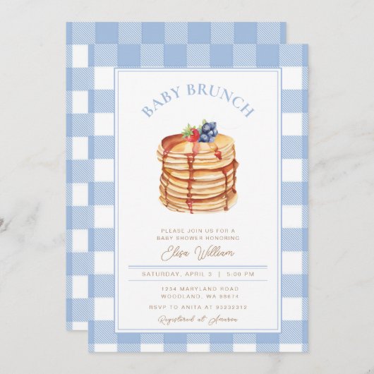 Boy Berries Pannenkoek Baby shower Brunch Kaart (Voorkant / Achterkant)