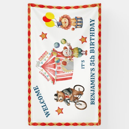 Boy Big Top Circus Carnaval Vijfde Verjaardag Bann Spandoek (Verticaal)