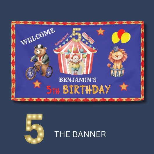 Boy Big Top Circus Carnaval Vijfde Verjaardag Bann Spandoek