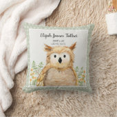 Boy Birth Stat Wise Owl Waterverf Woodland Animal Kussen (Deken)