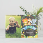 Boy Birthday Custom Foto Afbeelding Wild Een Oerwo Kaart (Staand voorkant)