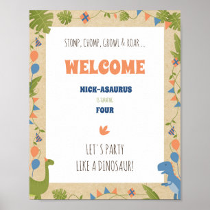 Boy Birthday - Dinosaur Stomp 8x10 verticaal teken Poster
