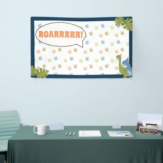 Boy Birthday - Dinosaur Stomp - achtergrond Spandoek (Beurs)