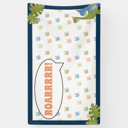 Boy Birthday - Dinosaur Stomp - achtergrond Spandoek (Verticaal)