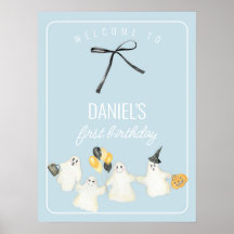 Boy Birthday Ghost en Black Bow Baby shower