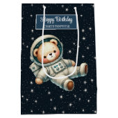 Boy Birthday Gift Bag met Astronaut Teddy Bear Medium Cadeauzakje (Achterkant)