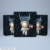 Boy Birthday Gift Bag met Space Teddy Bear Medium Cadeauzakje