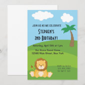 Boy Birthday Invitation Lion Animal Oerwoud Forest Kaart (Voorkant / Achterkant)