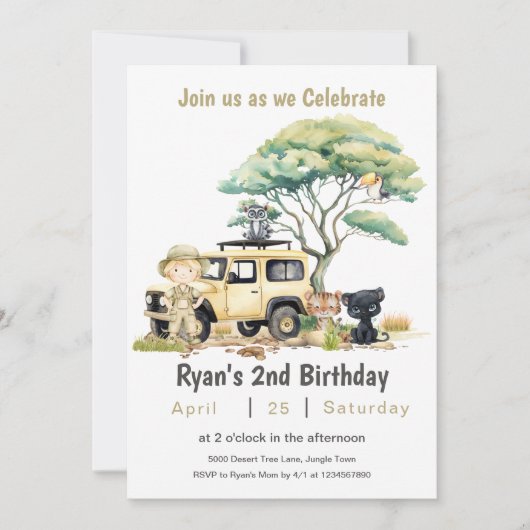 Boy Birthday Oerwoud Safari Wild Party Kaart (Voorkant)