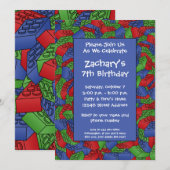 Boy Birthday Party - Bouwstenen Kaart (Voorkant / Achterkant)