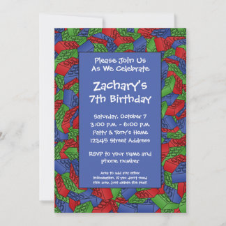 Boy Birthday Party - Bouwstenen Kaart