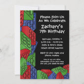 Boy Birthday Party - Bouwstenen Kaart (Voorkant)