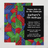 Boy Birthday Party - Bouwstenen Kaart (Voorkant / Achterkant)