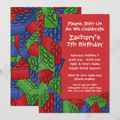 Boy Birthday Party - Bouwstenen Kaart (Voorkant / Achterkant)