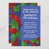 Boy Birthday Party - Bouwstenen Kaart (Voorkant / Achterkant)