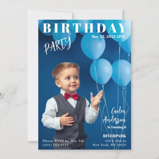 Boy Birthday Party Magazine Uitnodiging voor Hoesj (Voorkant)