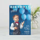 Boy Birthday Party Magazine Uitnodiging voor Hoesj (Staand voorkant)