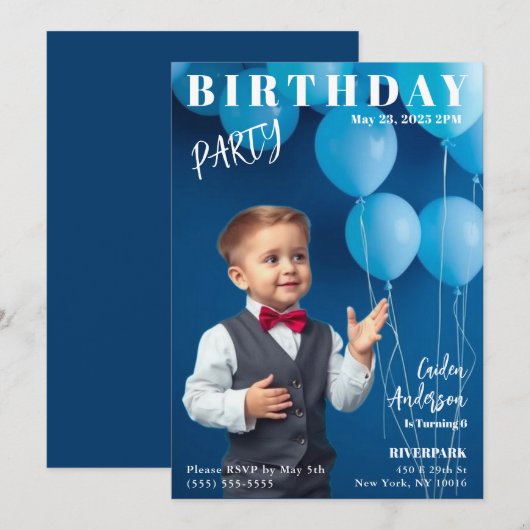 Boy Birthday Party Magazine Uitnodiging voor Hoesj (Voorkant / Achterkant)