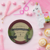 Boy Birthday Party Rustic Hunting Deer Antler Tree Papieren Bordje (Feest)