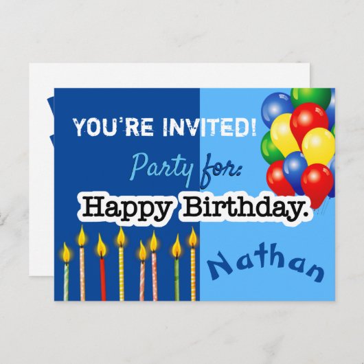 Boy Birthday Party Uitnodiging (Voorkant / Achterkant)