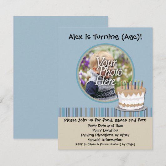 Boy Birthday Party Uitnodiging (Voorkant / Achterkant)