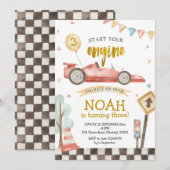 Boy Birthday Racing Car Uitnodiging (Voorkant / Achterkant)