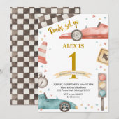 Boy Birthday Racing Cars Uitnodiging (Voorkant / Achterkant)