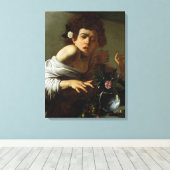 Boy Bitten door een hagedis, c.1595-1600 (olie op  Canvas Afdruk (Insitu (Houten vloer))