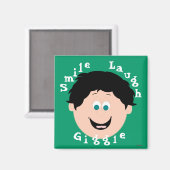 Boy Black Hair Laughing Faces Magneet (Voorkant / Achterkant)