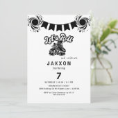 Boy Black Roller Schaatsen Verjaardagsfeest Kaart (Staand voorkant)