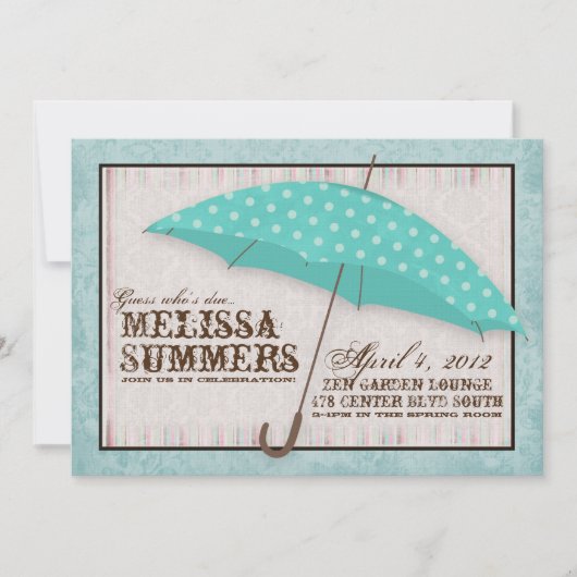 Boy Blue April Showers Baby shower Invitation Kaart (Voorkant)