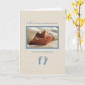 Boy Blue Baby Feet Shower Gefeliciteerd Kaart (Gele Bloem)