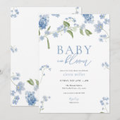 Boy Blue Baby in Bloom Baby Shower Uitnodiging (Voorkant / Achterkant)