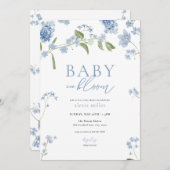 Boy Blue Baby in Bloom Baby shower Uitnodiging (Voorkant / Achterkant)