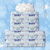 Boy Blue Baby shower Personaliseer Naam Tekst Cadeaupapier