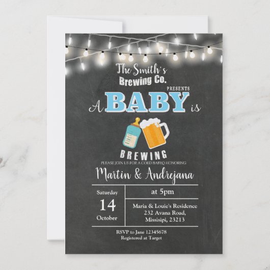 BOY blue BaByQ A baby breekt uitnodigskaart Kaart (Voorkant)