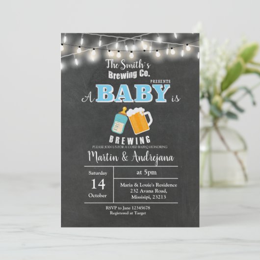 BOY blue BaByQ A baby breekt uitnodigskaart Kaart (Staand voorkant)