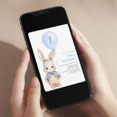 Boy Blue Balloon Eerste Verjaardag Uitnodiging