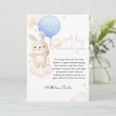 Boy Blue Balloon Schattige Bunny Baby shower Bedankkaart (Staand voorkant)