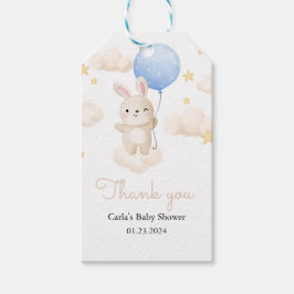 Boy Blue Balloon Schattige Bunny Baby shower Cadeaulabel