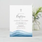 Boy Blue Baptism uitnodiging, eerste communie Kaart (Staand voorkant)